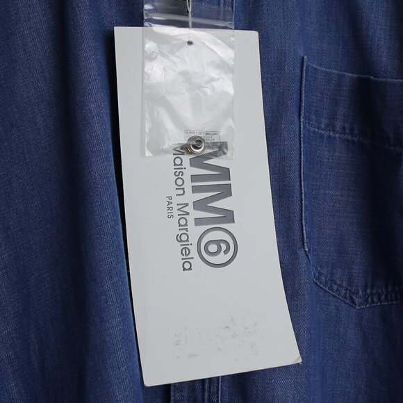 NWT MM6 Maison Margiela Blue Denim Shirt Contrast Oversized Size Small - Picture 9 of 14